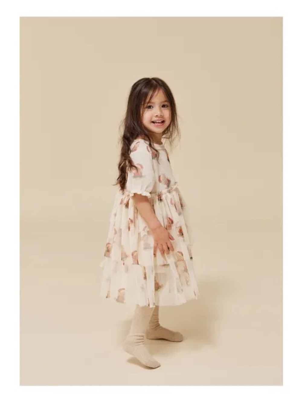 Konges Slojd Christmas pow teddy dress Ivory Layered Tulle Girl's Dress